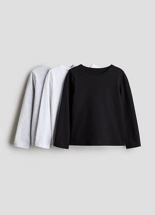 1-2/4-6 р h&amp;m новый фирменный комплект набор базовый реглан лонгслив из 3 хлопковых топов