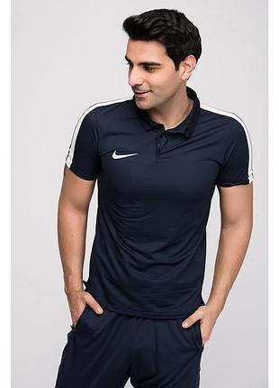 Чоловіча темно синя легка спортивна футболка поло nike dri fit оригінал найк драй фіт
