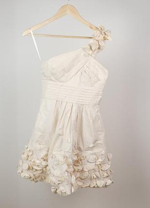 Асимметричное коктейльное платье bcbg max azria с шелковой отделкой размер 0 (xs)