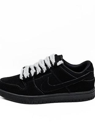 Чоловічі кросівки nike dunk low black white rope laces / smb+ 🔗