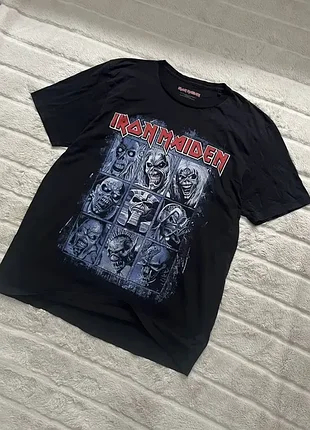 Iron maiden (l/xl) 2016 vintage rock logo face мерч футболка мужская