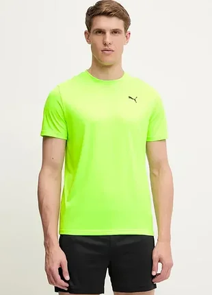 Яркая puma (s/m) training essentials футболка мужская спортивная салатовая желтая