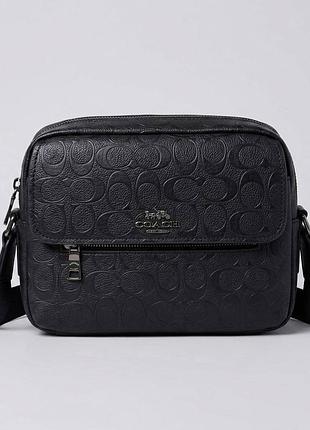 Чоловіча сумка coach чорна через плече