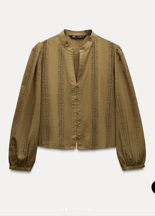Блуза   с прорезной вышивкой zara