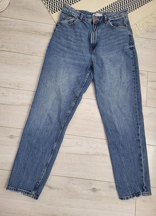 Синие джинсы bershka mom, eur 38, m