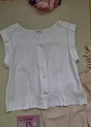 Белая блуза лен 100% р.l,hobbs