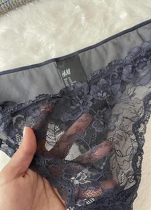 Сіро-сині трусики стрінги h&m мереживні