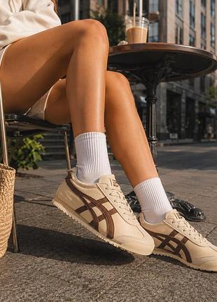 Жіночі кросівки onitsuka tiger beige brown