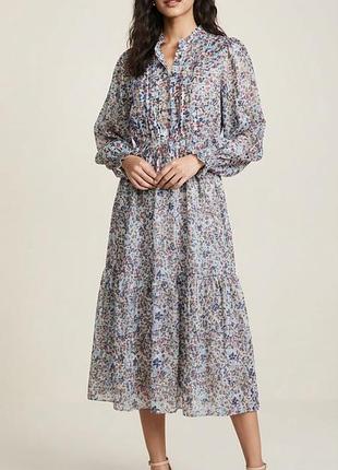 Платье миди m&amp;s collection с цветочным принтом и люрексом