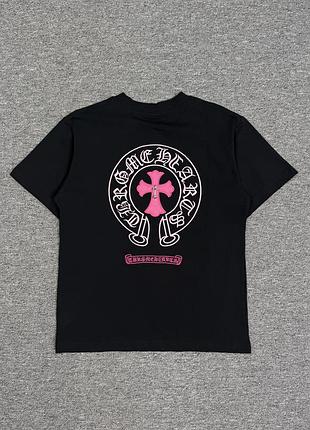 Футболка chrome hearts черная с розовым