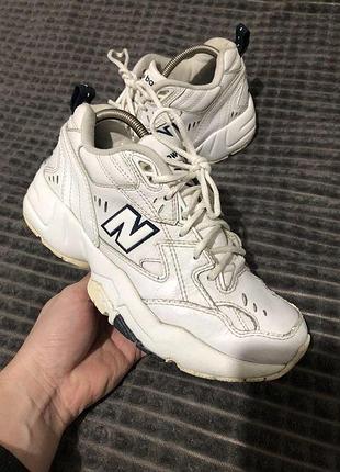 Nb 608 (38.5) 24-24.5см new balance женские кроссовки белые эко-кожа