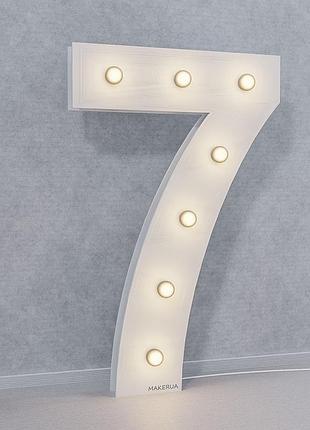 Цифра сім 7 з led підсвіткою лампочками для оформлення свята на день народження дитяча фотозона лед лампи сімка