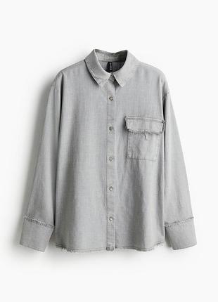 Сіра сорочка h&m з суміші льону та віскози s розмір