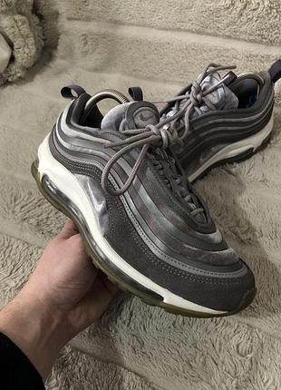 Бархат nike air max (38-38.5) 24.5-25см кроссовки женские велюр серый