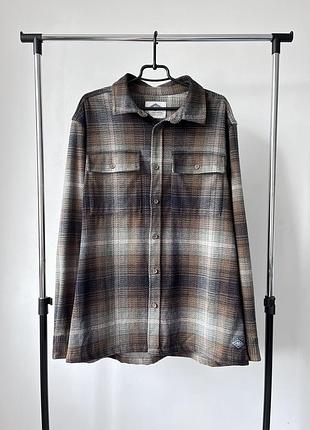 Чоловічі фланелева, картата сорочка з довгим рукавом у розмірі l, xl, union works heavyweight plaid flannel shirt / overshirt