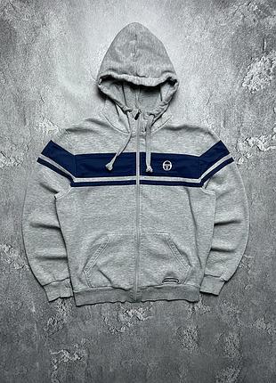 Vintage винтажное зип худи sergio tacchini сергио тачини big logo striped в полоску casual кэжуал size xl размер хл