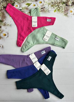 Жіночі бавовняні труси стрінги finetoo (набір 5 шт.), розміри м, l, xl