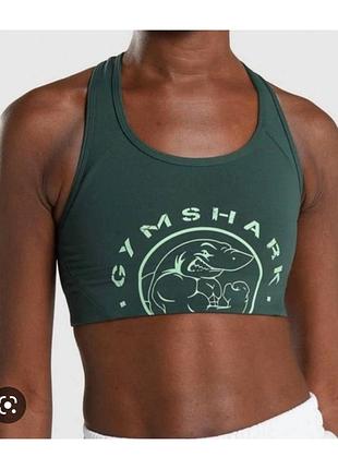 Зелений спортивний топ в принт від gymshark  топік майка бюстгальтер оригінал спортивний одяг