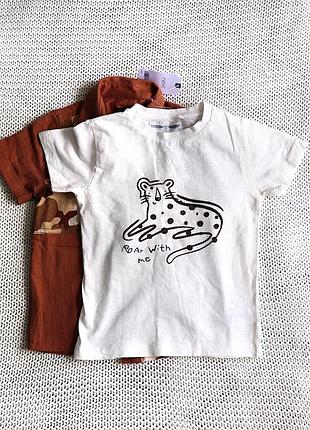 Новый детский комплект, футболка и рубашка тигр, хлопок, на 3-4 лет