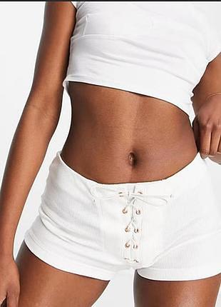Женские бежевые шорты с шнуровкой на молнии от primark
