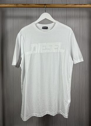 Diesel total white big logo футболка з прекрасним дизайном розмір xl