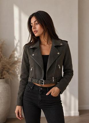 Куртка укорочена замшева демісезон zara
