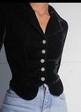 Ликвидация товара!!️ до августа. черный бархатный бархатный жакет в стиле винтаж