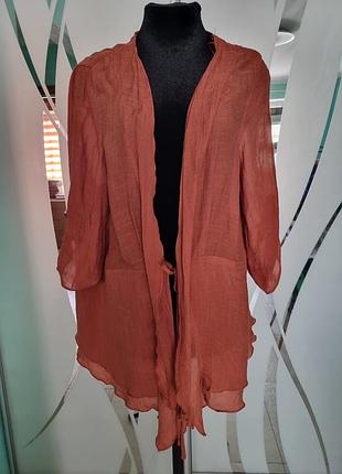 Легка накидка (літній кардиган або кімоно) теракотового (цегляного) кольору