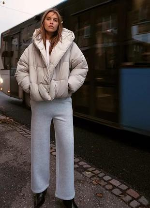 Молочна тепла куртка zara xs s l / молочная теплая куртка зара
