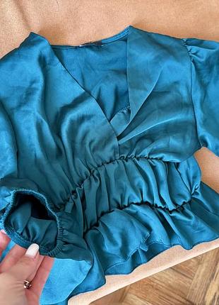 Нова! блуза шовкова zara рубашка сорочка смарагдова