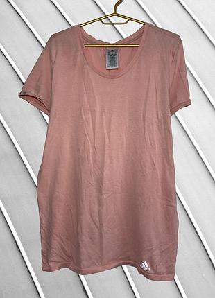 Женская розовая футболка adidas l xl 40 42 оригинал адидас светло-розовая спортивная летняя легкая базовая стан идеал 48 50