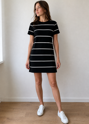 Черное платье brandy melville в белую полоску, one size