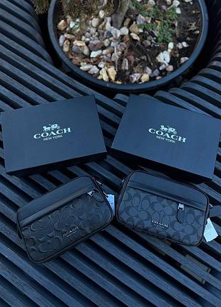 Чоловіча сумка месенджер coach кроссбоді колір чорний графіт нова