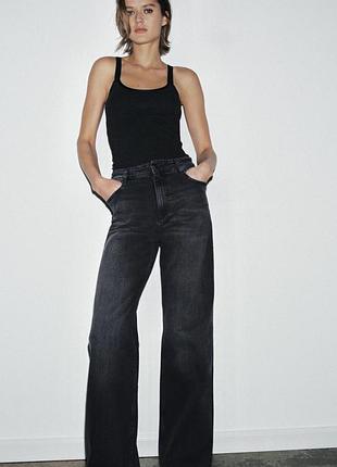 Прямі широкі джинси zara straight leg