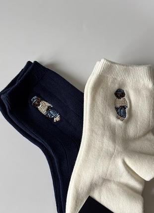 Шкарпетки чоловічі жіночі polo ralph lauren комлект набір темно-синій білий бавовна