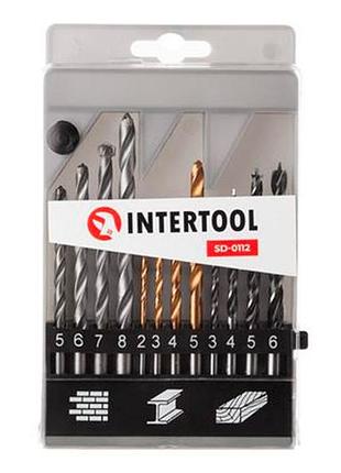 Набор сверл по металлу дереву бетону intertool 2-6мм (12шт) (sd-0112)