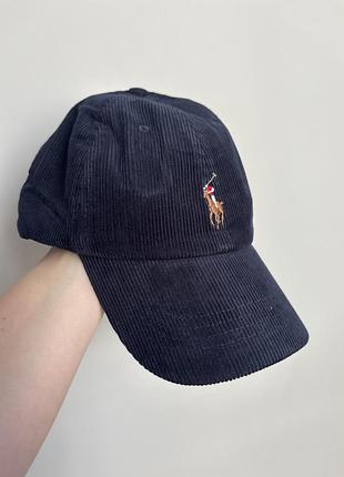 Кепка мужская polo ralph lauren новая вельвет один размер регулируется темно-синяя