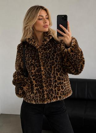 Шубка zara trf collection леопардовий принт, s (36)