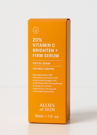 Сироватка для обличчя з вітаміном с allies of skin 20% vitamin c brighten + firm serum 30мл