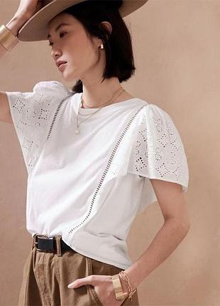 Біла футболка, жіночий топ banana republic knit eyelet top