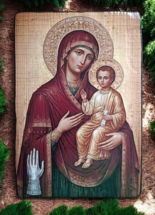 Панно на дереве «икона божей матери троерупица» 19×28 см, толщина 3 см