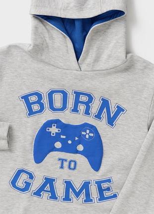 Худі на флісі з принтом born to game 164-170 см