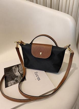 Міні сумка hermès чорно-коричнева через плече – стильна жіноча сумочка