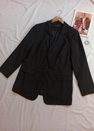 Базовий чорний подовжений піджак на один гудзик з додаванням вовни marks and spencer