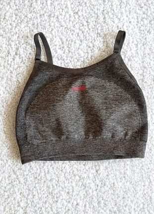 Безшовний спортивний топ ⚙️ gymshark seamless sports bra 🌫️ сірий фітнес кроп-топ 🏋️‍♀️ бра для зали