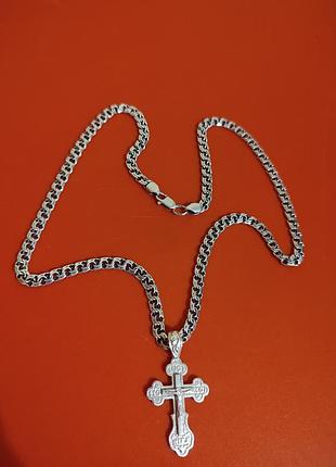 Серебряная цепочка с крестиком 925 проби