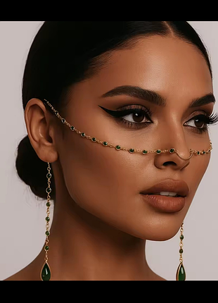 Оригинальная украшение цепочка для лица фейсчетейн face chain футуризм бохо вечеринка рейв фотосессия
