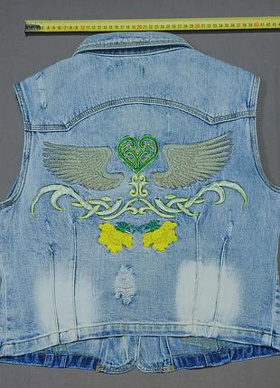 Плечі 41 см vintage 80-90s tonsurton 1981 size 16  джинсова жилетка  з вишивкою 100% cotton