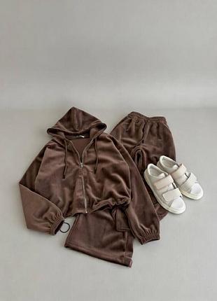 Костюм oversize з преміального велюру : кофта + штани палаццо