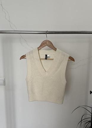 🤍 в’язаний жилет h&m divided | xs | молочний